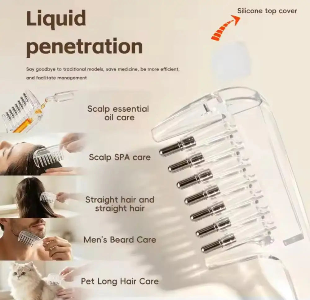 2-in-1 Scalp Applicator Comb & Essential Hair Oil Massager (Transparent)