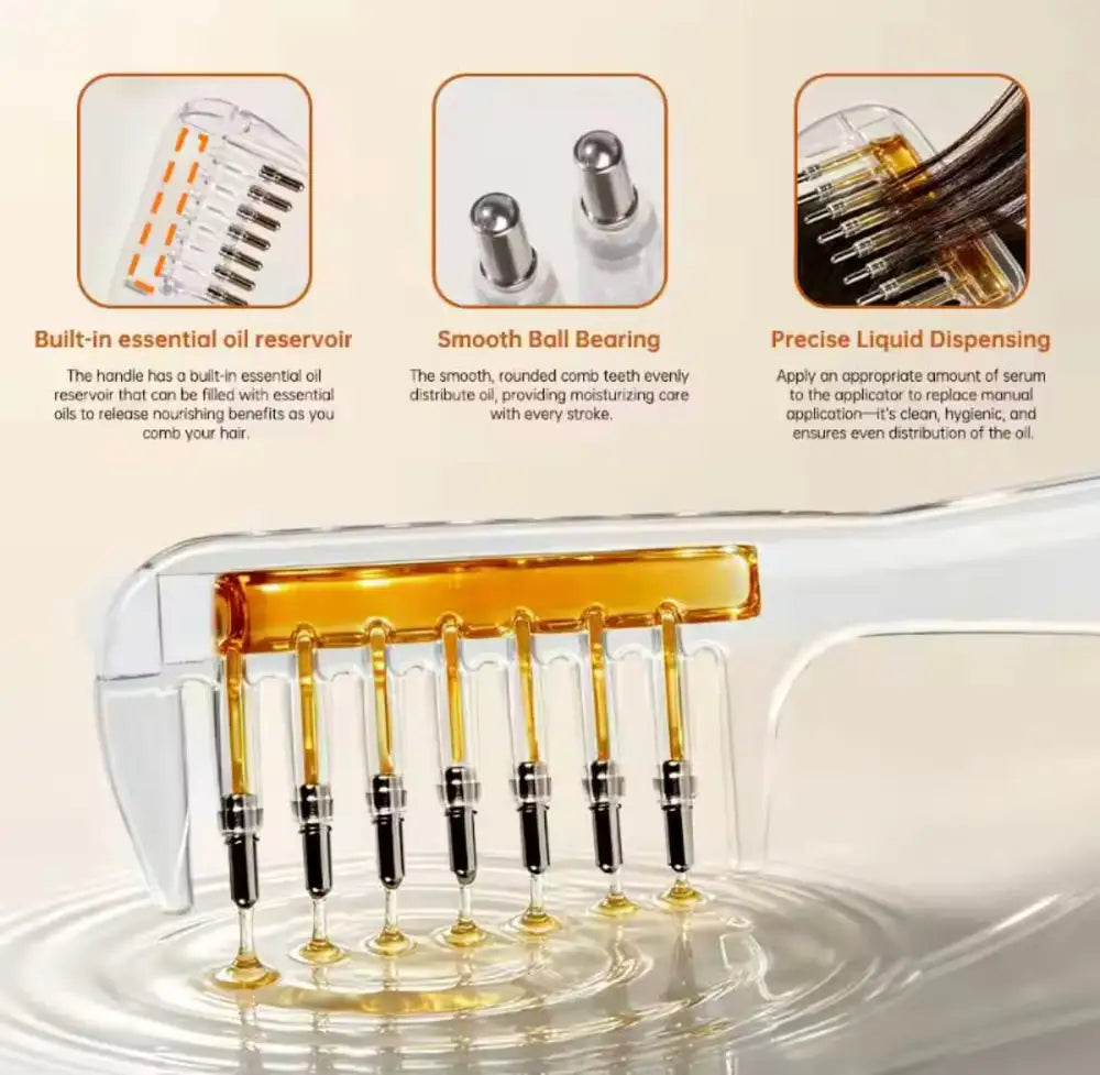 2-in-1 Scalp Applicator Comb & Essential Hair Oil Massager (Transparent)