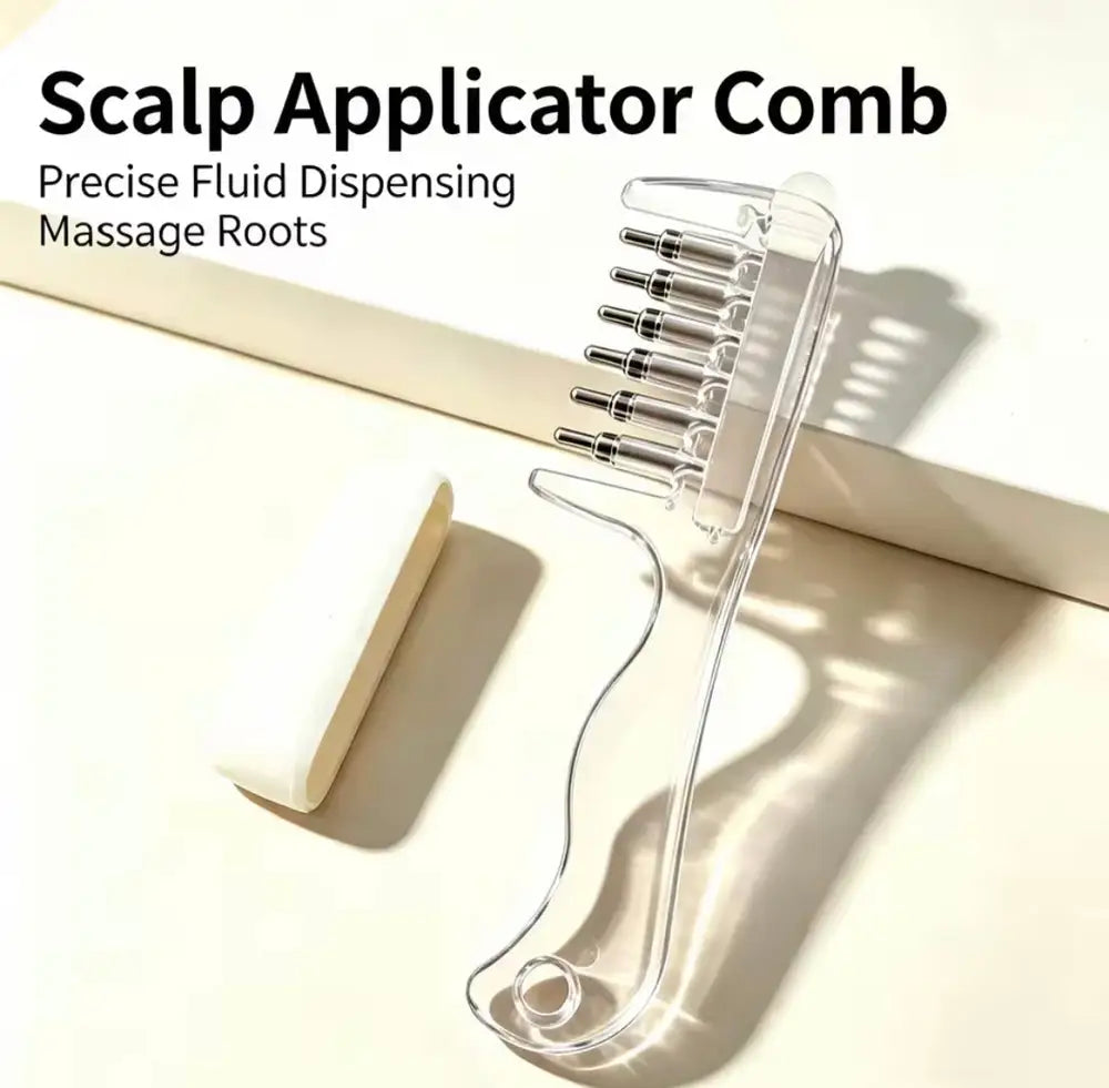 2-in-1 Scalp Applicator Comb & Essential Hair Oil Massager (Transparent)