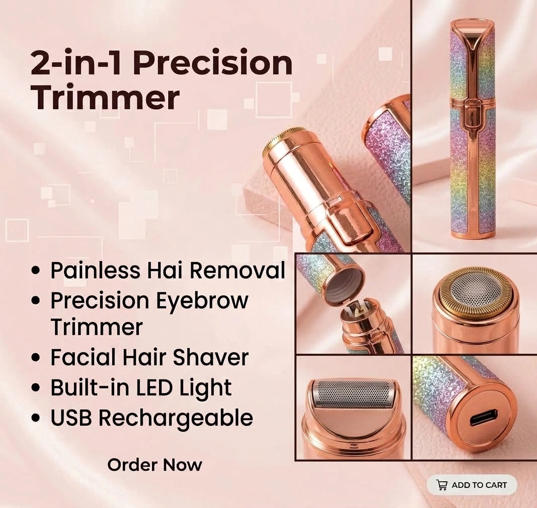 2-in-1 Precision Eyebrow Trimmer & Facial Hair Remover